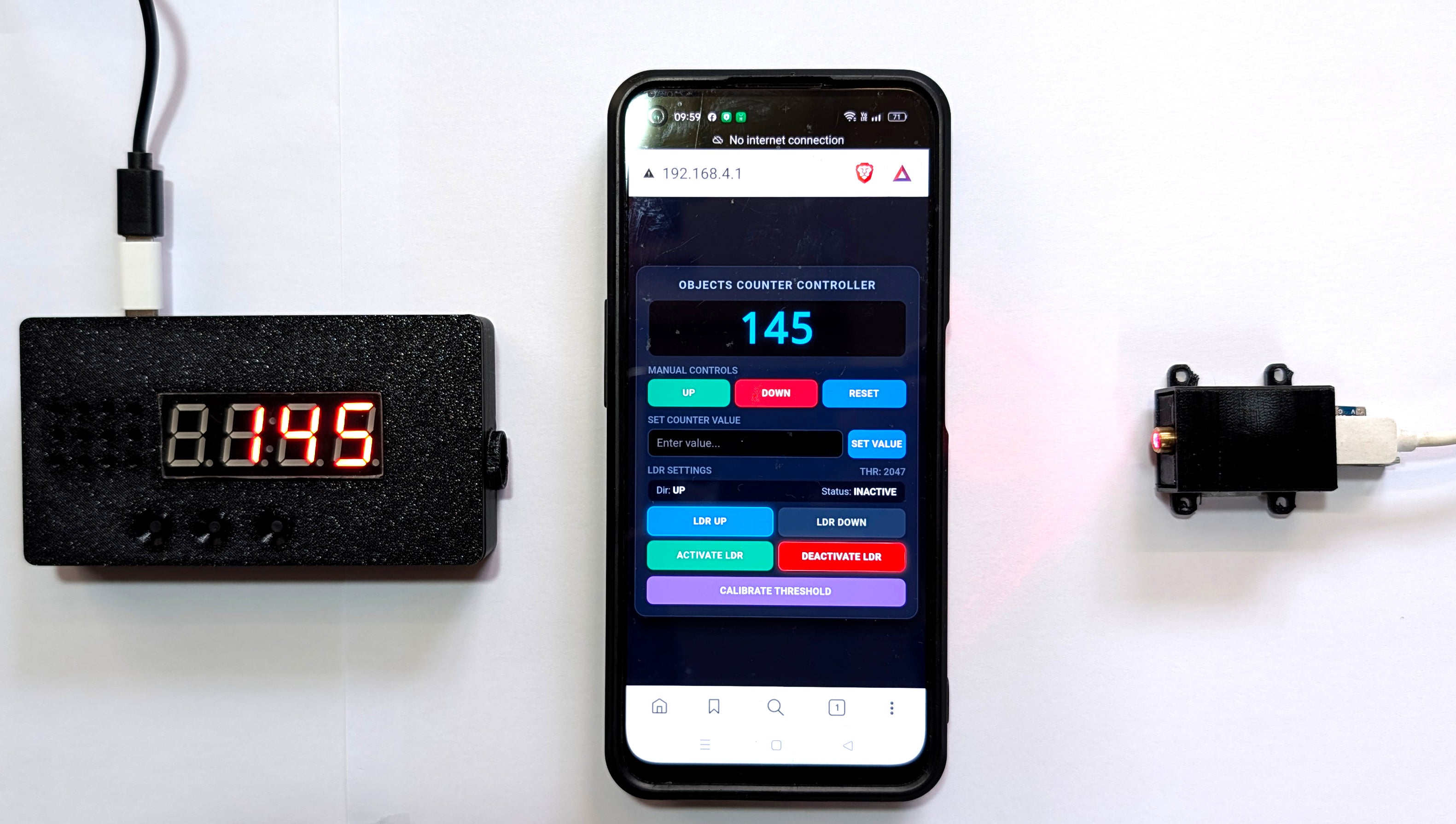 4 digits digital objects counter with Laser - WiFi ESP32C3 +TM1637